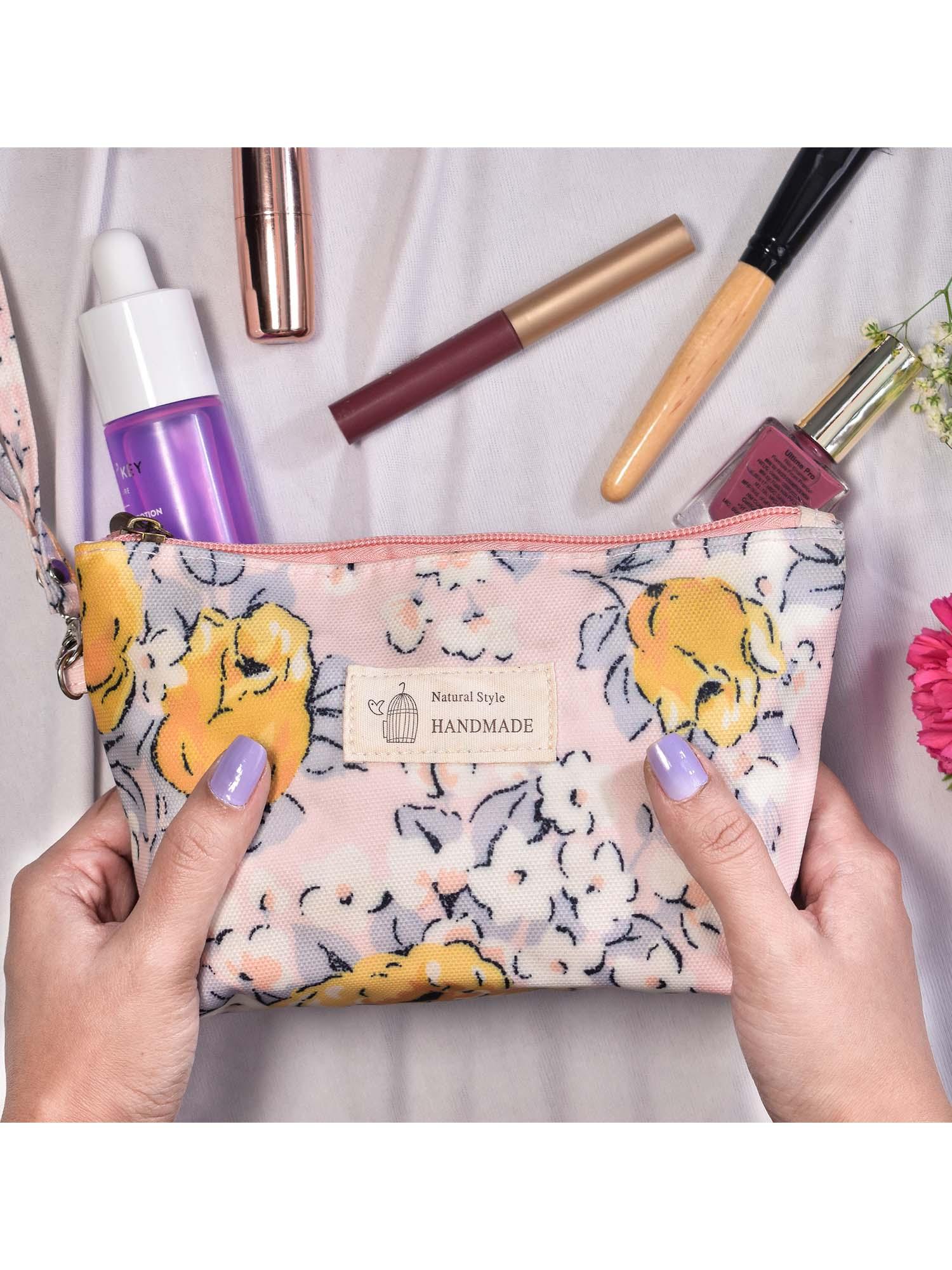 floral bliss make up-travel pouch - pink