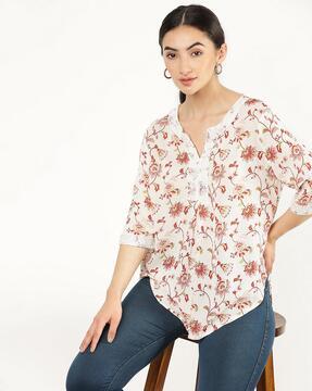 floral blouse with v neckline