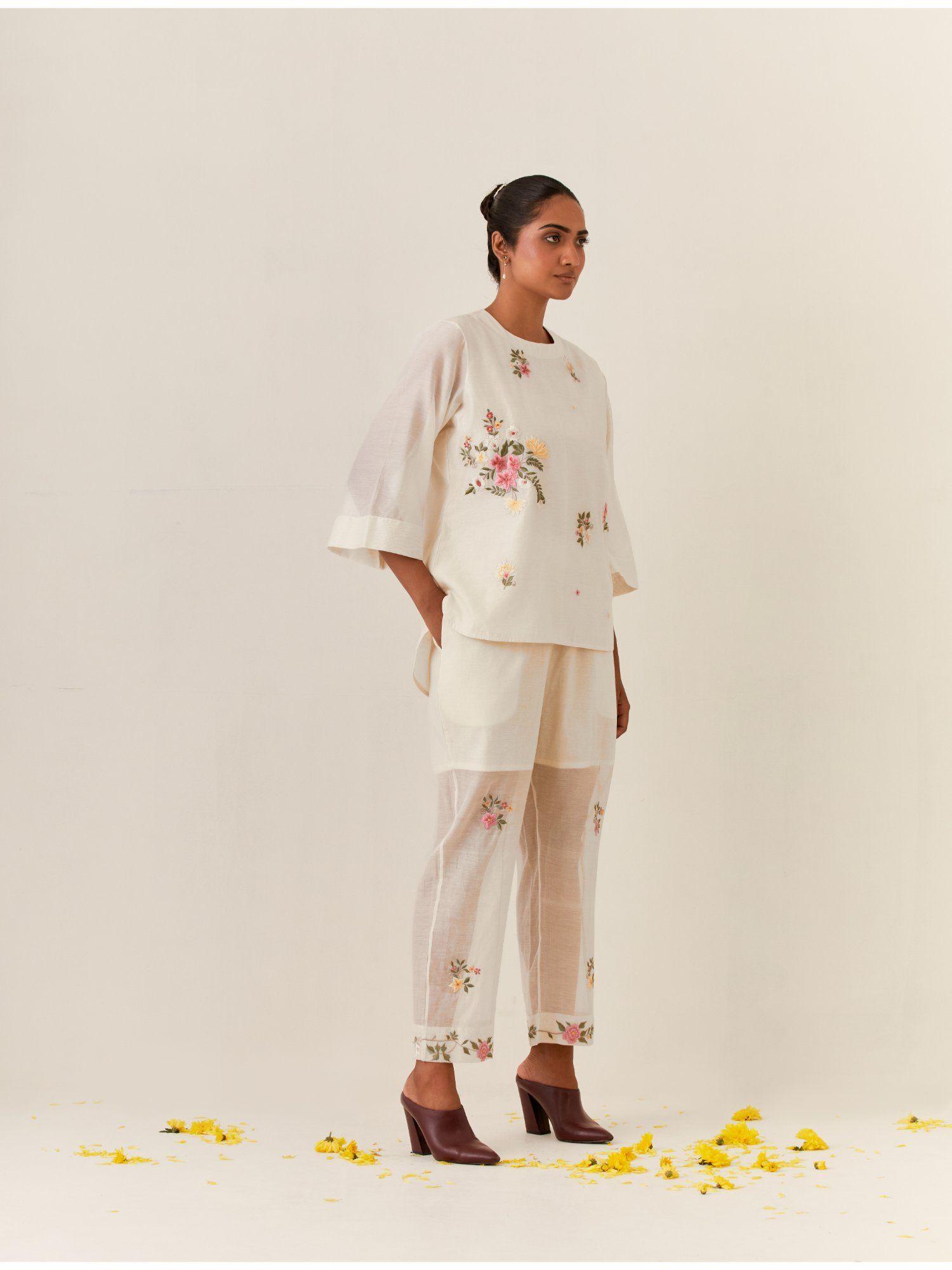 floral chanderi ivory co-ord (set of 2)