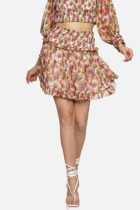 floral chiffon regular fit women's mini skirt - multi