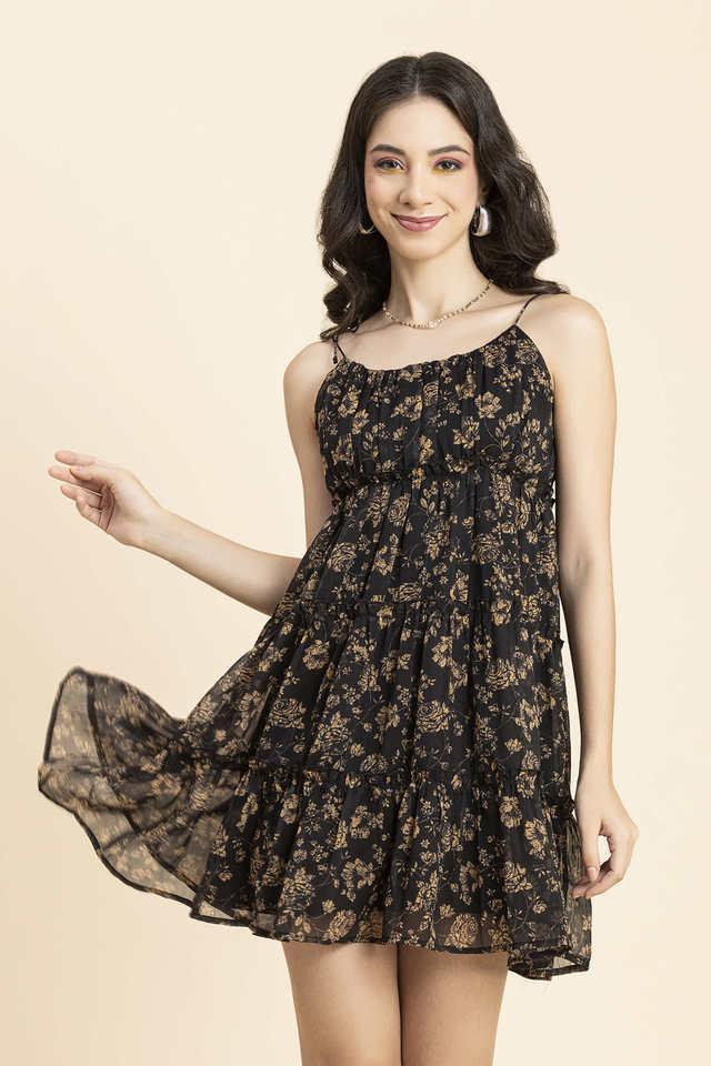 floral chiffon scoop neck womens mini dress