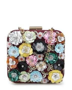 floral clutch with chain strap