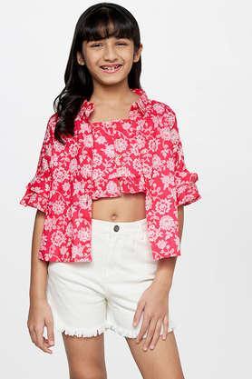 floral cotton girls tops - pink