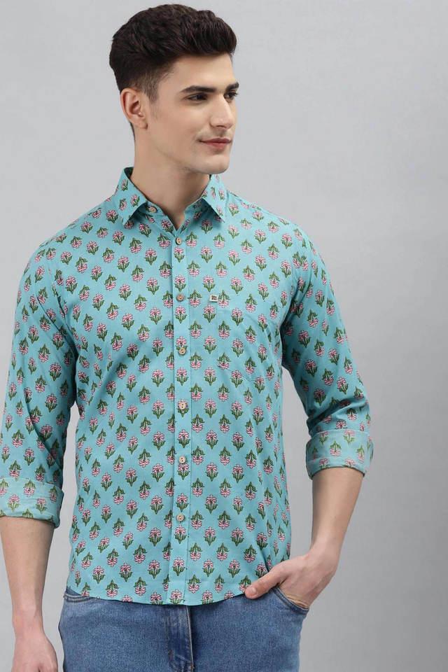 floral cotton regular fit mens casual shirt