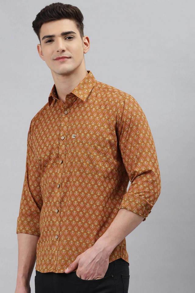 floral cotton regular fit mens casual shirt