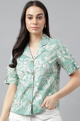 floral cotton regular fit women's shirt - multi