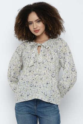 floral cotton regular fit women's shirt - multi