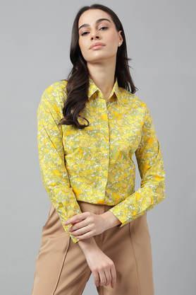 floral cotton regular fit women's shirt - multi