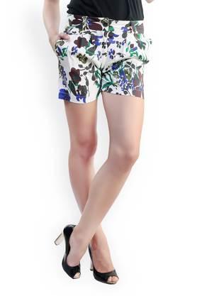 floral cotton regular fit women's shorts - multi