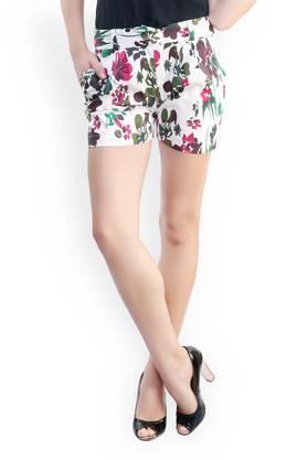 floral cotton regular fit women's shorts - multi