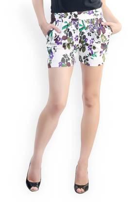 floral cotton regular fit women's shorts - multi