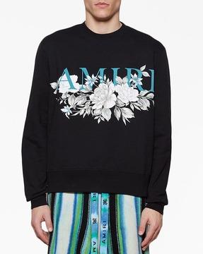 floral cotton relaxed fit sweatshirt with logo
