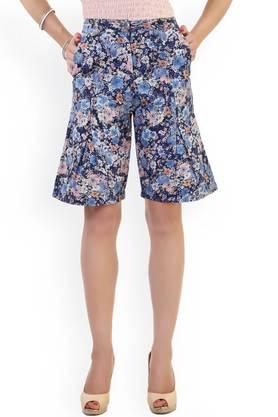 floral crepe regular fit women's shorts - multi