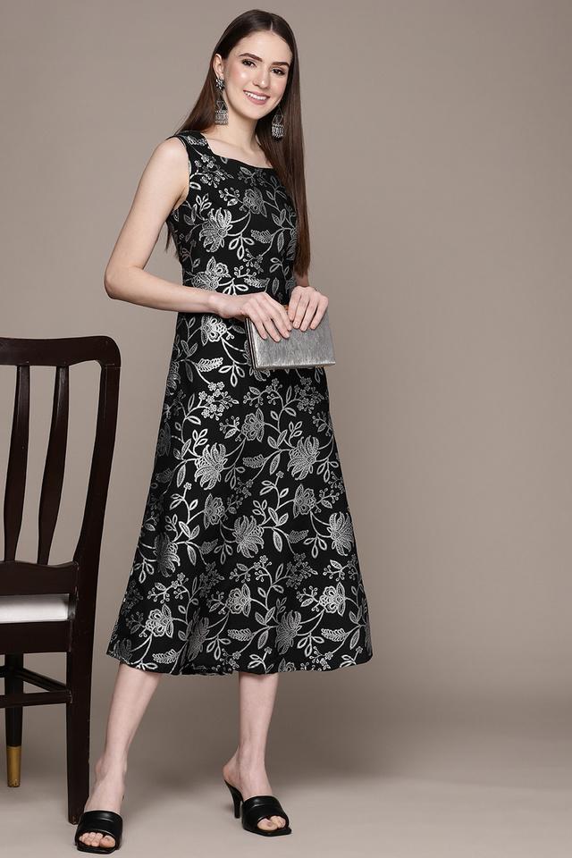 floral crepe sweetheart neck womens ethnic dress