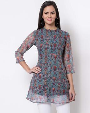 floral crew neck tunic