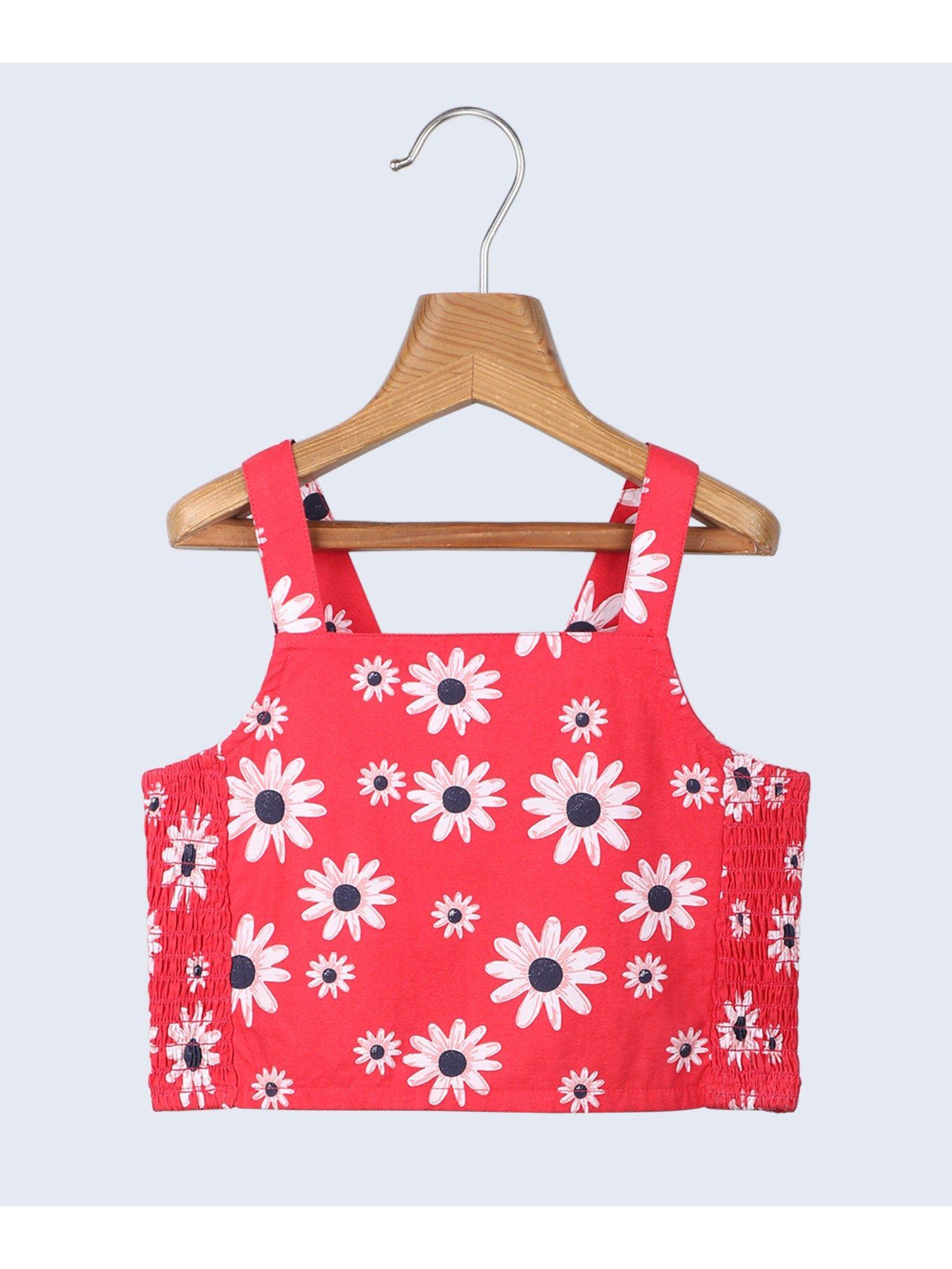 floral cut -out detail top (red)