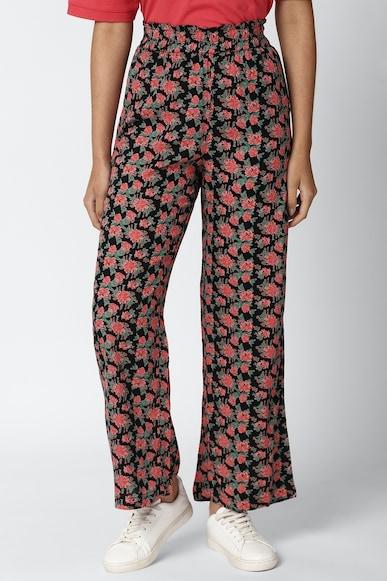 floral dark ankle-length pants