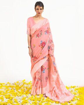 floral design chikankari banarasi  modal saree saree