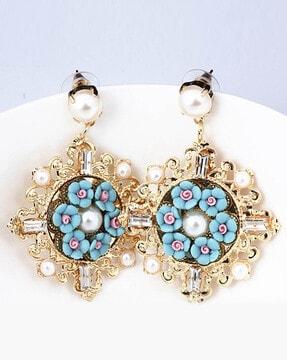 floral-design dangler earrings