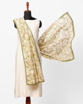 floral design dupatta with embroidery