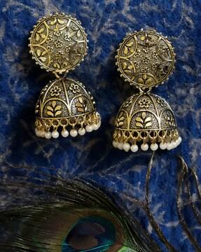 floral design jhumka earrings