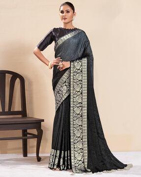 floral design saree with tassels & blouse piece