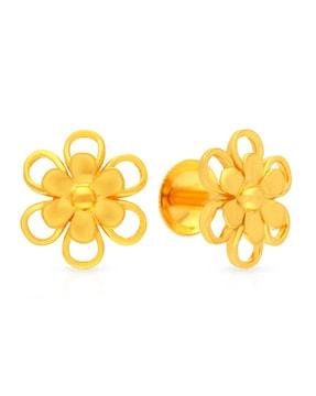 floral-design yellow gold stud earrings