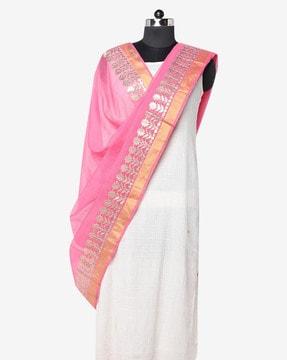 floral dupatta with contrast border