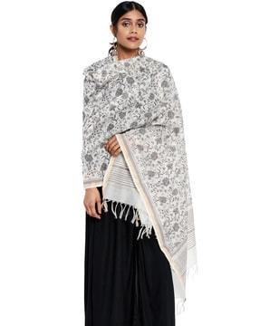 floral dupatta with tassels