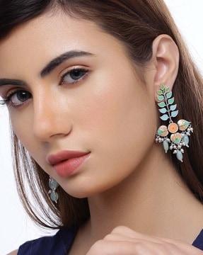 floral embedded dangler earrings