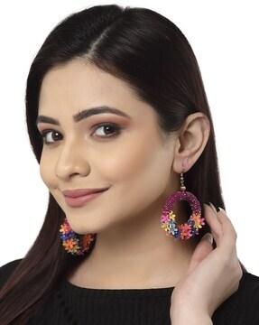 floral embellished chandbalis with fish hook earwire