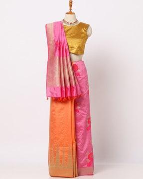 floral embellished dupion silk saree