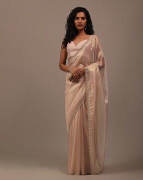 floral embellished foil synthetic saree