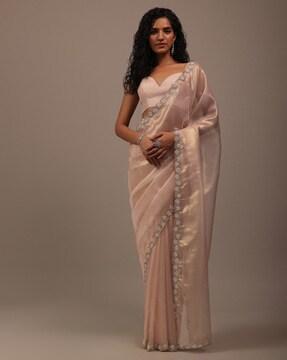 floral embellished foil synthetic saree