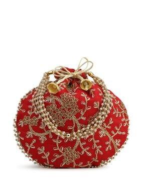 floral embellished potli bag