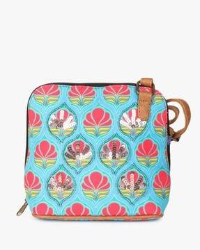 floral embellishment sling bag