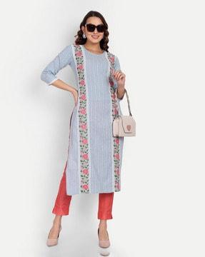 floral embroided a-line kurta