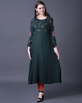 floral embroidered  a-line kurta