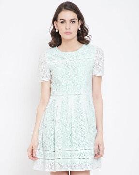 floral embroidered a-line dress