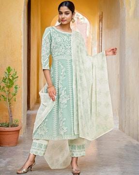 floral embroidered a-line kurta set