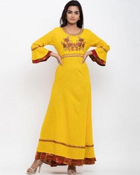 floral embroidered a-line kurta