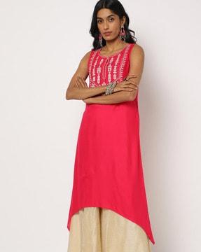 floral embroidered a-line kurta