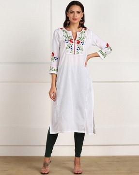 floral embroidered a-line kurta