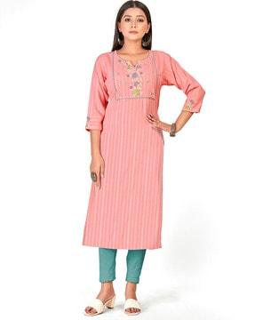 floral embroidered a-line kurta