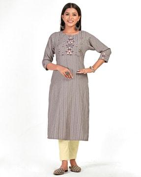 floral embroidered a-line kurta