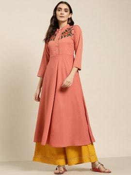 floral embroidered a-line kurta