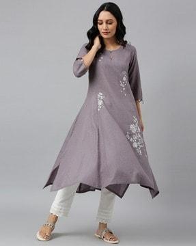 floral embroidered a-line kurta