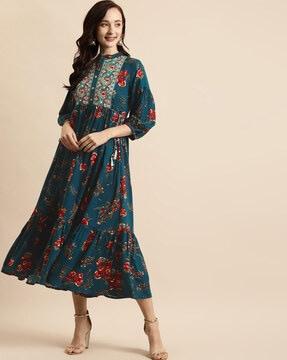 floral embroidered a-line maxi dress