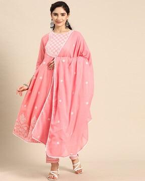 floral embroidered anarkali kurta set