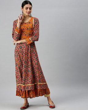 floral embroidered anarkali kurta